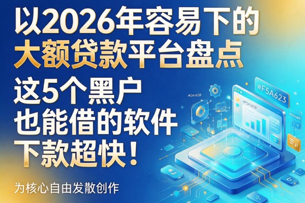 2026年容易下的大额贷款平台盘点:这5个黑户也能借的软件,下款超快!