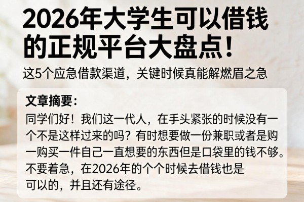 2026年大学生可以借钱的正规平台大盘点!这5个应急借款渠道,关键时候真能解燃眉之急