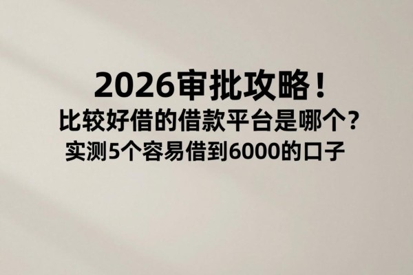 2026审批攻略！比较好借的借款平台是哪个？实测5个容易借到6000的口子