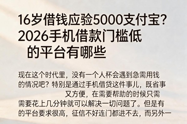 16岁借钱应急5000支付宝?2026手机借款门槛低的平台有哪些