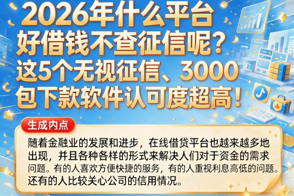2026年什么平台好借钱不查征信呢？这5个无视征信、3000包下款软件认可度超高！