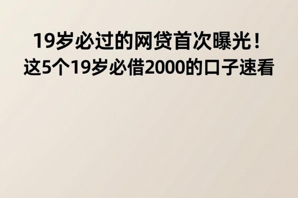 19岁必过的网贷首次曝光！这5个19岁必借2000的口子速看