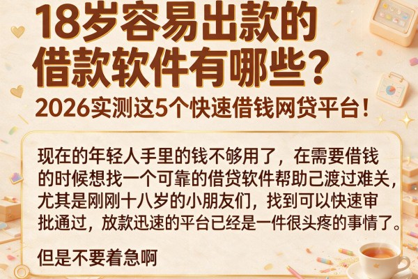 18岁容易出款的借款软件有哪些?2026实测这5个快速借钱网贷平台!