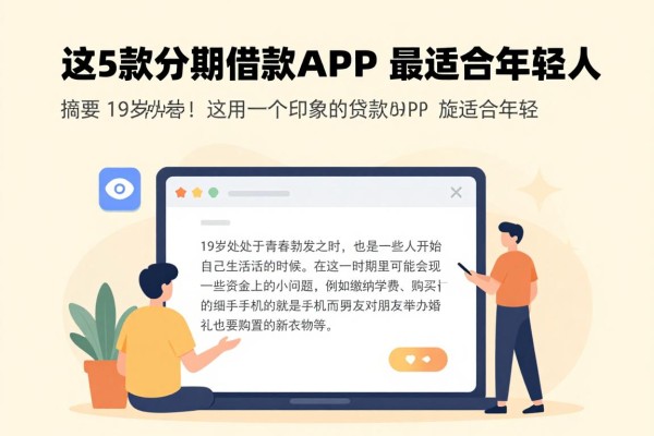 19岁必看！这5款分期借款APP最适合年轻人，详细评析来了