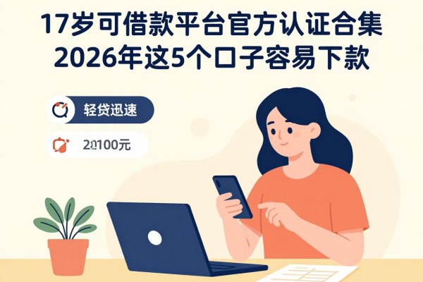 17岁可借款平台官方认证合集！2026年这5个口子容易下款，2000元轻松借