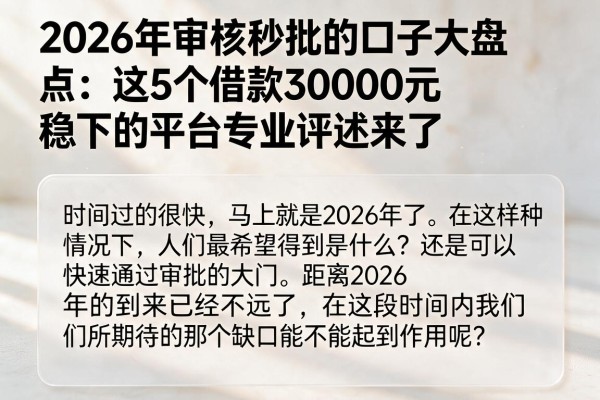 2026年审核秒批的口子大盘点：这5个借款30000元稳下的平台专业评述来了