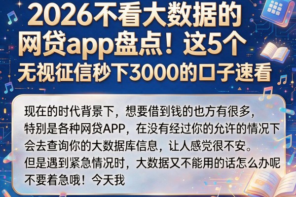2026不看大数据的网贷app盘点！这5个无视征信秒下3000的口子速看
