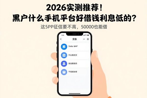 2026实测推荐!黑户什么手机平台好借钱利息低的?这5个APP征信要求不高,50000也能借