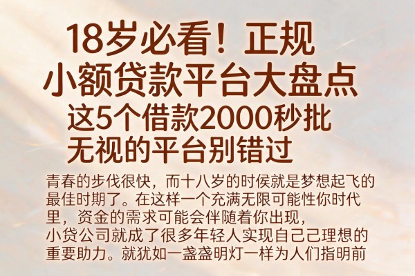 18岁必看！正规小额贷款平台大盘点，这5个借款2000秒批无视的平台别错过