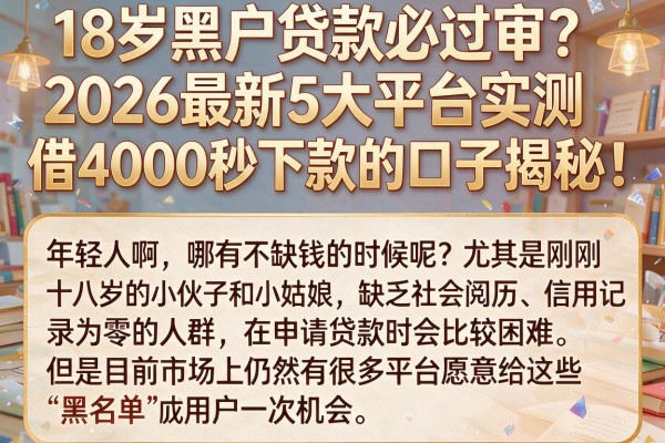 18岁黑户贷款必过审？2026最新5大平台实测，借4000秒下款的口子揭秘！