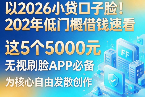 2026小贷口子脸！202年低门槛借钱速看，这5个5000元无视刷脸APP必备