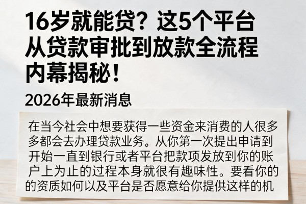 16岁就能贷？这5个平台从贷款审批到放款全流程内幕揭秘！2026年最新消息