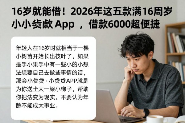 16岁就能借！2026年这五款满16周岁小额贷款app，借款6000超便捷