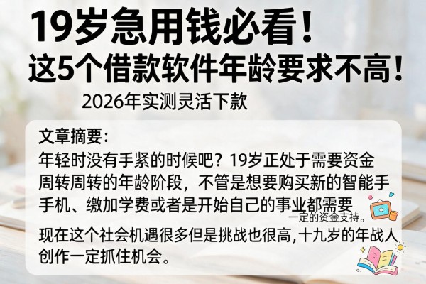 19岁急用钱必看！这5个借款软件年龄要求不高，2026年实测灵活下款