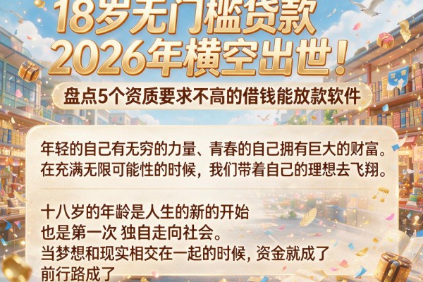 18岁无门槛贷款2026年横空出世！盘点5个资质要求不高的借钱能放款软件