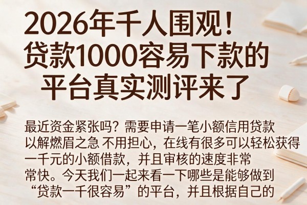 2026年千人围观！贷款1000容易下款的平台真实测评来了
