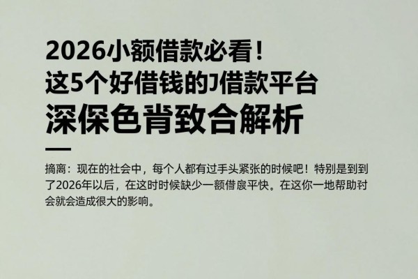 2026小额借款必看！这5个好借钱的借款平台深度融合解析
