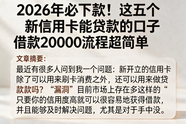 2026年必下款!这五个新信用卡能贷款的口子,借款20000流程超简单