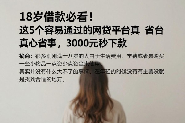 18岁借款必看!这5个容易通过的网贷平台真心省事,3000元秒下款超便捷