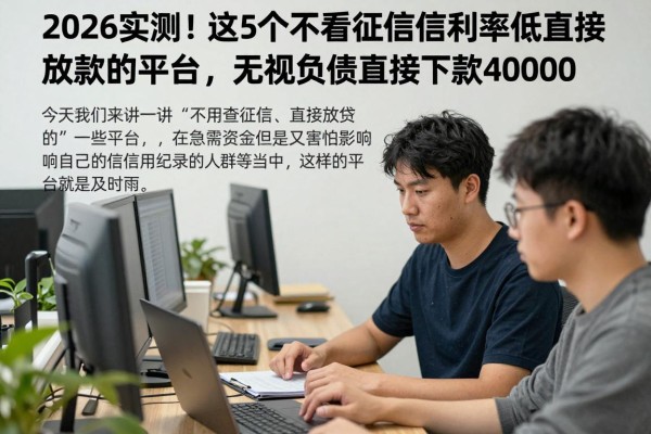2026实测!这5个不看征信利率低直接放款的平台,无视负债直接下款40000