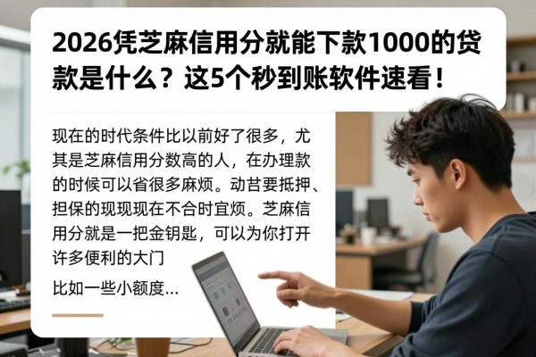 2026凭芝麻信用分就能下款1000的贷款是什么？这5个秒到账软件速看！