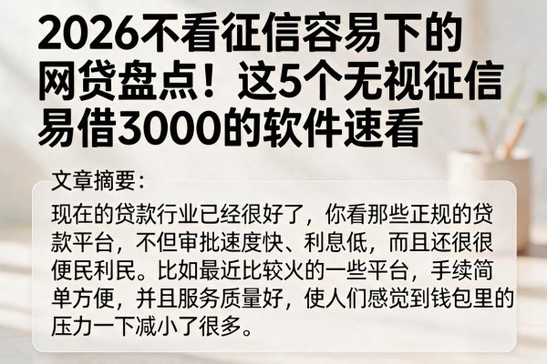 2026不看征信容易下的网贷盘点！这5个无视征信易借3000的软件速看
