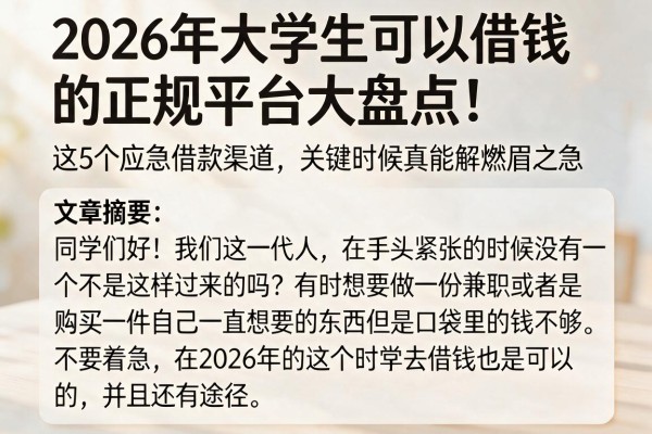 2026年大学生可以借钱的正规平台大盘点!这5个应急借款渠道,关键时候真能解燃眉之急