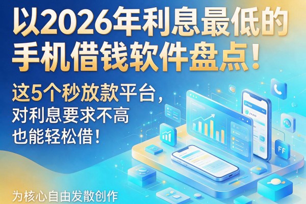 2026年利息最低的手机借钱软件盘点!这5个秒放款平台,对利息要求不高也能轻松借!