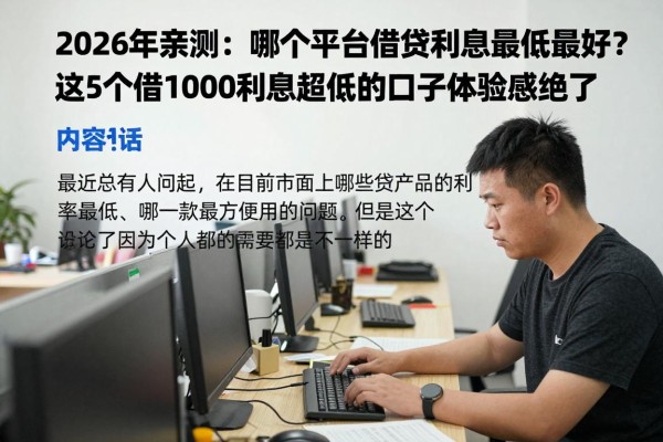 2026年亲测：哪个平台借贷利息最低最好？这5个借1000利息超低的口子体验感绝了
