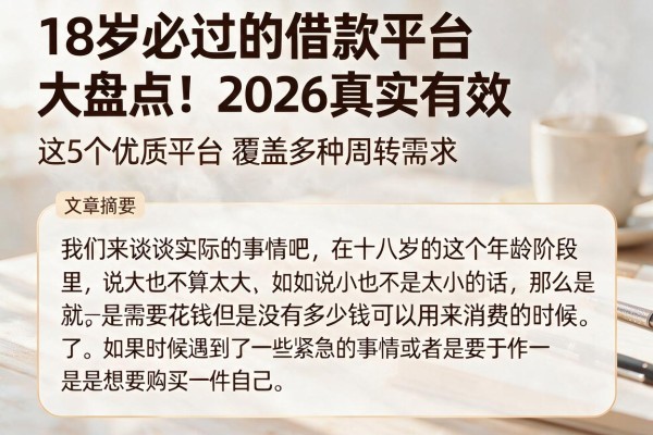 18岁必过的借款平台大盘点!2026真实有效,这5个优质平台覆盖多种周转需求