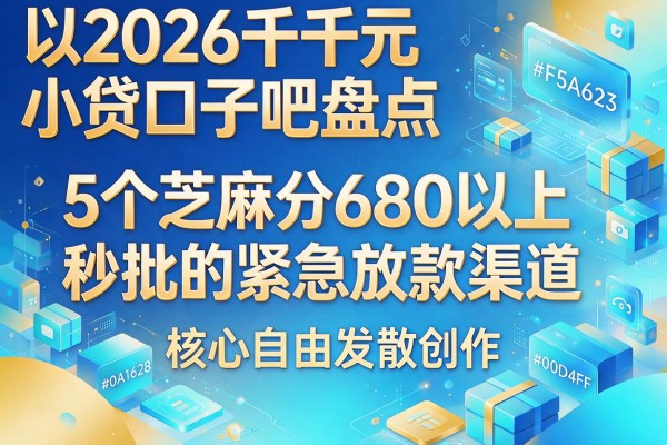 2026千元小贷口子吧盘点:5个芝麻分680以上秒批的紧急放款渠道