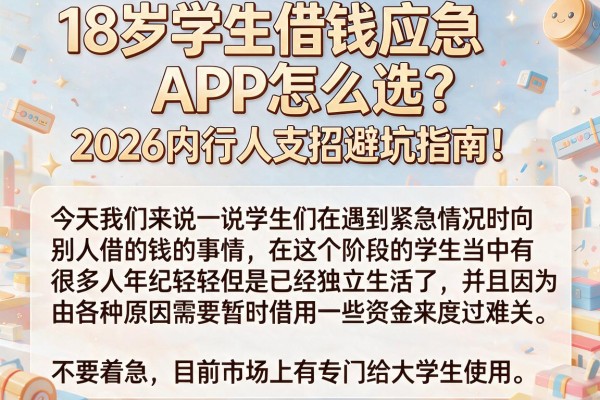 18岁学生借钱应急APP怎么选？2026内行人支招避坑指南！