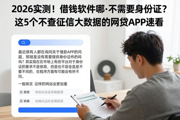 2026实测！借钱软件哪个不需要身份证？这5个不查征信大数据的网贷APP速看