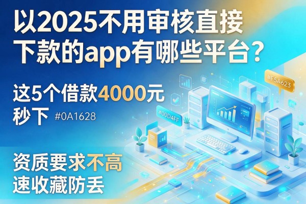 2025不用审核直接下款的app有哪些平台？这5个借款4000元秒下、资质要求不高速收藏防丢