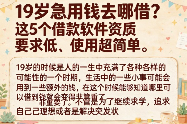 19岁急用钱去哪借？这5个借款软件资质要求低、使用超简单