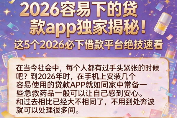 2026容易下的贷款app独家揭秘！这5个2026必下借款平台绝技速看