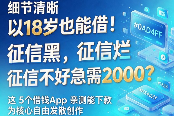 18岁也能借!征信黑、征信烂、征信不好急需2000?这5个借钱App亲测能下款