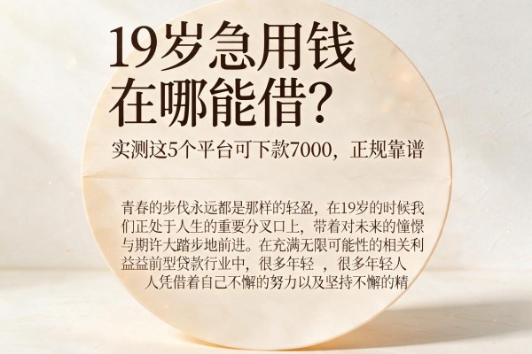 19岁急用钱在哪能借？实测这5个平台可下款7000，正规靠谱