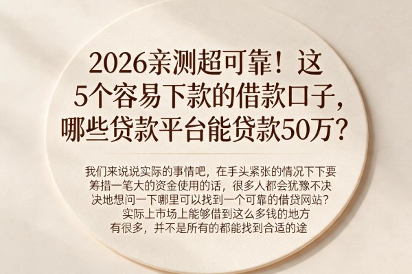2026亲测超可靠!这5个容易下款的借款口子,哪些贷款平台能贷款50万?
