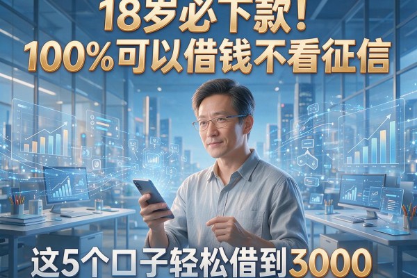 18岁必下款！100%可以借钱不看征信，这5个口子轻松借到3000