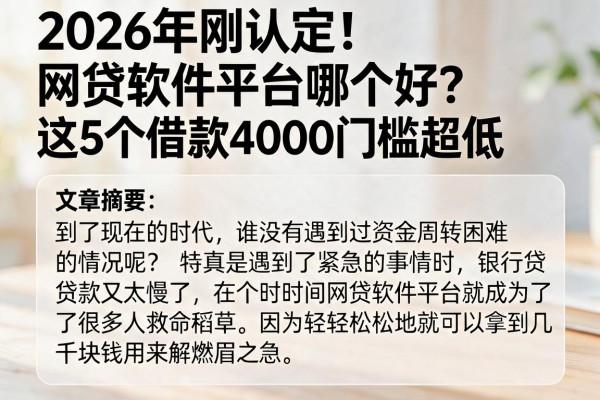 2026年刚认定！网贷软件平台哪个好？这5个借款4000门槛超低
