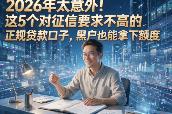 2026年太意外！这5个对征信要求不高的正规贷款口子，黑户也能拿下额度