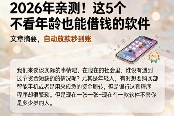2026年亲测!这5个不看年龄也能借钱的软件,自动放款秒到账