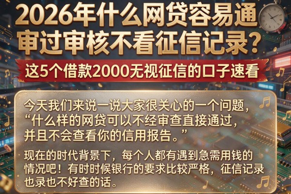 2026年什么网贷容易通过审核不看征信记录?这5个借款2000无视征信的口子速看