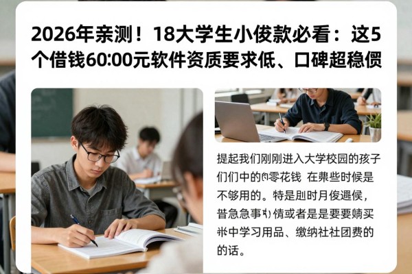 2026年亲测!18大学生小额贷款必看:这5个借钱6000元软件资质要求低、口碑超稳妥