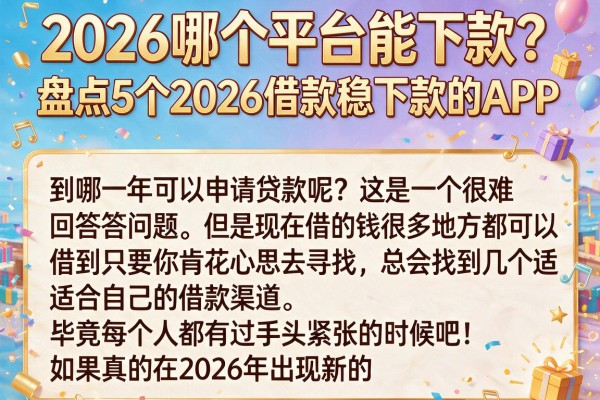 2026哪个平台能下款？盘点5个2026借款稳下款的APP
