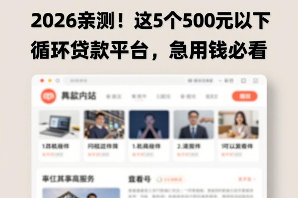 2026亲测！这5个500元以下容易下款的循环贷款平台，急用钱必看