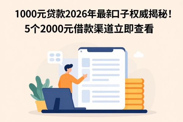 1000元贷款2026年最新口子权威揭秘！这5个2000元借款渠道立即查看