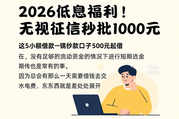 2026低息福利！无视征信秒批1000元，这5个小额借款口子500元起借