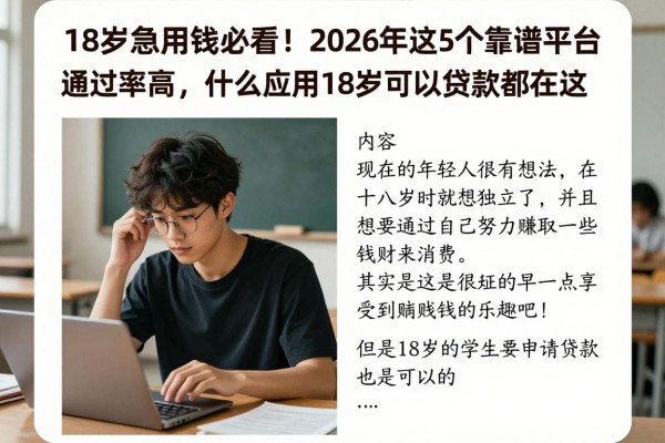 18岁急用钱必看！2026年这5个靠谱平台通过率高，什么应用18岁可以贷款都在这